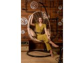 Кресло подвесное плетеное Pride Design Валио Гламур сталь, микровелюр бежевый Фото 6