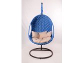 Кресло подвесное плетеное Pride Design Валио Гламур сталь, микровелюр голубой Фото 3