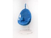 Кресло подвесное плетеное Pride Design Валио Гламур сталь, микровелюр голубой Фото 6