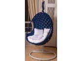 Кресло подвесное плетеное Pride Design Валио Гламур сталь, микровелюр синий Фото 1