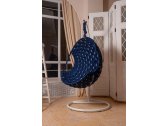 Кресло подвесное плетеное Pride Design Валио Гламур сталь, микровелюр синий Фото 5