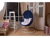 Кресло подвесное плетеное Pride Design Валио Гламур сталь, микровелюр синий Фото 4