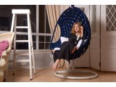 Кресло подвесное плетеное Pride Design Валио Гламур сталь, микровелюр синий Фото 14