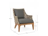 Кресло плетеное с подушками Garden Relax Keilani тик, алюминий, искусственный ротанг, олефин натуральный, серый Фото 2