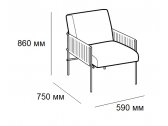 Кресло плетеное с обивкой DITRE Kyo Outdoor металл, роуп, пенополиуретан, ткань Фото 2