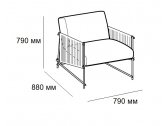 Кресло плетеное с обивкой DITRE Kyo Outdoor металл, окуме, роуп, пенополиуретан, ткань Фото 2