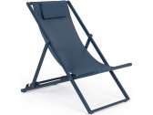 Кресло-шезлонг металлическое складное Garden Relax Taylor алюминий, текстилен синий нави Фото 1