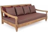 Диван деревянный с подушками Garden Relax Bali тик, олефин натуральный, винный Фото 1