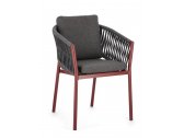 Кресло плетеное с подушкой Garden Relax Florencia алюминий, роуп, олефин красный, серый Фото 5