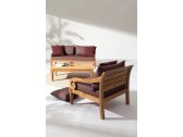 Кресло деревянное с подушками Garden Relax Karuba тик, олефин натуральный, винный Фото 5