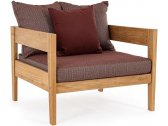 Кресло деревянное с подушками Garden Relax Kobo тик, олефин натуральный, винный Фото 1