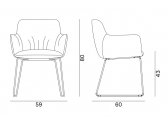 Кресло с обивкой на полозьях Quadrifoglio City Deco сталь, ткань Фото 2