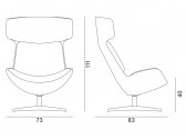Кресло мягкое с высокой спинкой Quadrifoglio Cleopas алюминий, стеклопластик, ткань Фото 2