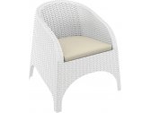 Кресло пластиковое плетеное с подушкой Siesta Contract Aruba стеклопластик, полиэстер белый Фото 1