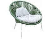 Кресло лаунж плетеное с подушкой Grattoni Nancy алюминий, роуп, олефин белый, зеленый, бежевый Фото 1