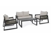 Комплект металлической лаунж мебели Garden Relax Captiva алюминий, роуп, ткань антрацит, светло-серый Фото 1