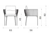 Кресло металлическое с подушкой Ethimo Venexia алюминий, акрил минеральный серый, лишайник Фото 2