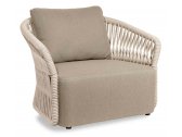 Лаунж-кресло плетеное мягкое Felicita Method алюминий, роуп, ткань белый, бежевый Фото 1