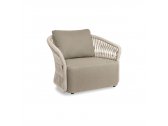 Лаунж-кресло плетеное мягкое Felicita Method алюминий, роуп, ткань белый, бежевый Фото 3