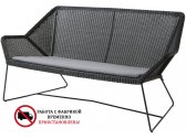 Диван плетеный с подушкой Cane-line Breeze сталь, полиэтилен, ткань черный, серый Фото 1