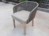 Кресло деревянное плетеное Tagliamento Flores акация, алюминий, роуп, полиэстер натуральный Фото 3