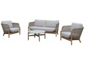Комплект деревянной плетеной мебели Tagliamento Talara акация, роуп, олефин, искусственный камень бежевый, лен Фото 5