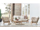 Комплект деревянной плетеной мебели Tagliamento Talara акация, роуп, олефин, искусственный камень бежевый, лен Фото 6