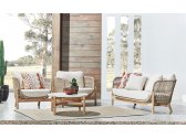 Комплект деревянной плетеной мебели Tagliamento Talara акация, роуп, олефин, искусственный камень бежевый, лен Фото 7