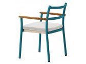 Кресло металлическое с подушкой PEDRALI Guinea алюминий, тик, текстилен, ткань синий, песочный, бежевый Фото 1