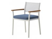 Кресло металлическое с подушкой PEDRALI Guinea алюминий, тик, текстилен, ткань белый, синий Фото 1