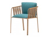 Кресло плетеное с подушками PEDRALI Nari сталь, роуп, ткань светло-коричневый, синий Фото 1