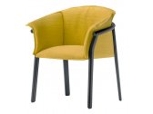Кресло деревянное с подушкой PEDRALI Lamorisse Wood ясень, ткань черный ясень, желтый Фото 1