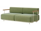 Диван двухместный с подлокотниками PEDRALI Arki-Sofa Plus алюминий, сталь, тик, ткань бежевый, зеленый Фото 1