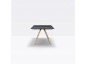 Стол ламинированный PEDRALI Arki-Table Wood дуб, алюминий, компакт-ламинат HPL беленый дуб, серый мрамор Фото 4