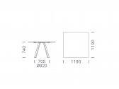 Стол обеденный PEDRALI Arki-Table сталь, компакт-ламинат HPL антрацит, 2810 Фото 2