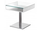 Столик стеклянный с полкой PEDRALI Inox Multifunzionale сталь, фанера, стекло матовый стальной, белый, прозрачный Фото 1