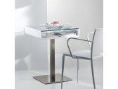 Столик стеклянный с полкой PEDRALI Inox Multifunzionale сталь, фанера, стекло матовый стальной, белый, прозрачный Фото 4