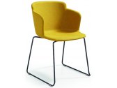 Кресло на полозьях с обивкой MIDJ Calla P M_T TS сталь, ткань Mirage черный, желтый Фото 1