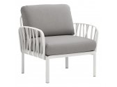 Кресло пластиковое с подушками Nardi Komodo Poltrona стеклопластик, акрил белый, серый Фото 1