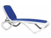 Шезлонг-лежак пластиковый Nardi Omega полипропилен, текстилен белый, синий Фото 1