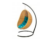 Кресло плетеное подвесное DW Cocoon сталь, искусственный ротанг, полиэстер песочный Фото 6