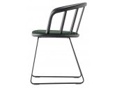 Кресло деревянное на полозьях с обивкой PEDRALI Nym сталь, ясень, ткань черный, черный ясень, зеленый Фото 1