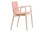 Кресло деревянное с обивкой PEDRALI Malmo ясень, ткань беленый ясень, розовый Фото 1