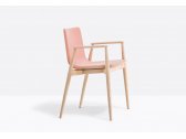 Кресло деревянное с обивкой PEDRALI Malmo ясень, ткань беленый ясень, розовый Фото 6
