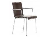 Кресло с мягкой обивкой PEDRALI Kuadra XL сталь, кожа хромированный, коричневый Фото 1
