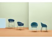 Кресло с обивкой PEDRALI Jazz сталь, ткань золотистый, синий Фото 9