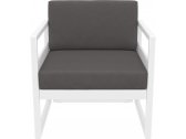 Кресло пластиковое с подушками Siesta Contract Mykonos стеклопластик, полиэстер белый, темно-серый Фото 5