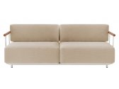 Диван двухместный с подлокотниками PEDRALI Arki-Sofa сталь, алюминий, тик, ткань белый, песочный Фото 1