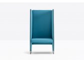 Кресло мягкое с высокой спинкой PEDRALI Zippo сталь, фанера, ткань черный, синий Фото 5