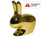 Стул пластиковый Qeeboo Rabbit Metal Finish полиэтилен золотистый Фото 1
